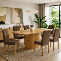 Conjunto Sala de Jantar 6 Lugares Retangular Tampo MDF 180x90cm Mesa Diana e Carol Conjunto Sala de Jantar 6 Lugares Retangular Tampo MDF 180x90cm Mesa Diana e Carol