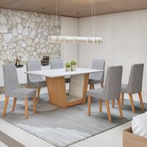 Conjunto Sala de Jantar 6 Lugares Retangular Tampo MDF Mesa Apogeu com Cadeiras Luar Conjunto Sala de Jantar 6 Lugares Retangular Tampo MDF Mesa Apogeu com Cadeiras Luar