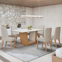 Conjunto Sala de Jantar 6 Lugares Retangular Tampo MDF Mesa Apogeu com Cadeiras Luar Conjunto Sala de Jantar 6 Lugares Retangular Tampo MDF Mesa Apogeu com Cadeiras Luar