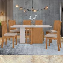 Conjunto Sala de Jantar 6 Lugares Retangular Tampo MDF Mesa Astrid com Cadeiras Athenas