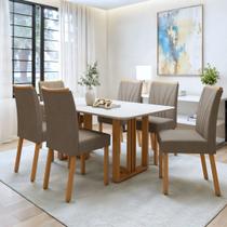 Conjunto Sala de Jantar 6 Lugares Retangular Tampo MDF Mesa Bold com Cadeiras Pés Madeira Jade Conjunto Sala de Jantar 6 Lugares Retangular Tampo MDF Mesa Bold com Cadeiras Pés Madeira Jade