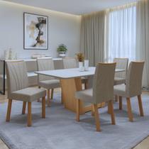 Conjunto Sala de Jantar 6 Lugares Retangular Tampo MDF Mesa e Cadeiras Apogeu