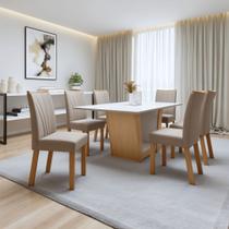 Conjunto Sala de Jantar 6 Lugares Retangular Tampo MDF Mesa e Cadeiras Apogeu Conjunto Sala de Jantar 6 Lugares Retangular Tampo MDF Mesa e Cadeiras Apogeu