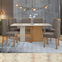 Conjunto Sala de Jantar 6 Lugares Retangular Tampo MDF Mesa e Cadeiras Astrid