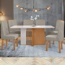 Conjunto Sala de Jantar 6 Lugares Retangular Tampo MDF Mesa e Cadeiras Astrid