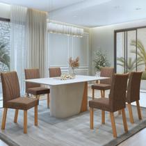 Conjunto Sala de Jantar 6 Lugares Retangular Tampo MDF Mesa Luar com Cadeiras Apogeu