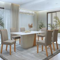 Conjunto Sala de Jantar 6 Lugares Retangular Tampo MDF Mesa Luar com Cadeiras Apogeu