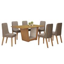 Conjunto Sala de Jantar 6 Lugares Retangular Tampo MDF No Glass Mesa Apogeu com Cadeiras Luar Conjunto Sala de Jantar 6 Lugares Retangular Tampo MDF No Glass Mesa Apogeu com Cadeiras Luar