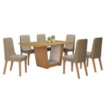 Conjunto Sala de Jantar 6 Lugares Retangular Tampo MDF No Glass Mesa Apogeu com Cadeiras Luar