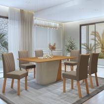 Conjunto Sala de Jantar 6 Lugares Retangular Tampo MDF No Glass Mesa Luar com Cadeiras Apogeu