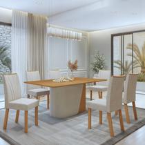 Conjunto Sala de Jantar 6 Lugares Retangular Tampo MDF No Glass Mesa Luar com Cadeiras Apogeu