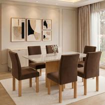 Conjunto Sala de Jantar 6 Lugares Retangular Tampo Vidro/MDF 160x80cm Mesa Carol e Cadeiras Espanha Conjunto Sala de Jantar 6 Lugares Retangular Tampo Vidro/MDF 160x80cm Mesa Carol e Cadeiras Espanha