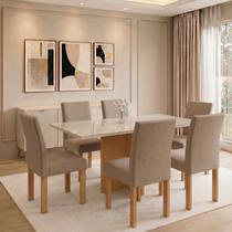 Conjunto Sala de Jantar 6 Lugares Retangular Tampo Vidro/MDF 160x80cm Mesa Carol e Cadeiras Espanha Conjunto Sala de Jantar 6 Lugares Retangular Tampo Vidro/MDF 160x80cm Mesa Carol e Cadeiras Espanha