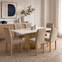 Conjunto Sala de Jantar 6 Lugares Retangular Tampo Vidro/MDF 160x80cm Mesa e Cadeiras Carol Conjunto Sala de Jantar 6 Lugares Retangular Tampo Vidro/MDF 160x80cm Mesa e Cadeiras Carol
