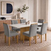 Conjunto Sala de Jantar 6 Lugares Retangular Tampo Vidro/MDF 160x80cm Mesa e Cadeiras Carol Conjunto Sala de Jantar 6 Lugares Retangular Tampo Vidro/MDF 160x80cm Mesa e Cadeiras Carol