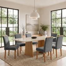 Conjunto Sala de Jantar 6 Lugares Retangular Tampo Vidro/MDF 160x80cm Mesa e Cadeiras Lyra Conjunto Sala de Jantar 6 Lugares Retangular Tampo Vidro/MDF 160x80cm Mesa e Cadeiras Lyra