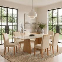 Conjunto Sala de Jantar 6 Lugares Retangular Tampo Vidro/MDF 160x80cm Mesa e Cadeiras Lyra Conjunto Sala de Jantar 6 Lugares Retangular Tampo Vidro/MDF 160x80cm Mesa e Cadeiras Lyra