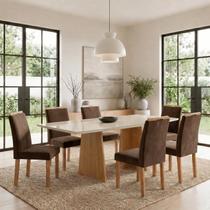Conjunto Sala de Jantar 6 Lugares Retangular Tampo Vidro/MDF 160x80cm Mesa e Cadeiras Lyra Conjunto Sala de Jantar 6 Lugares Retangular Tampo Vidro/MDF 160x80cm Mesa e Cadeiras Lyra