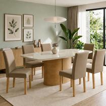 Conjunto Sala de Jantar 6 Lugares Retangular Tampo Vidro MDF 180x90cm Mesa Diana e Cadeiras Espanha Conjunto Sala de Jantar 6 Lugares Retangular Tampo Vidro MDF 180x90cm Mesa Diana e Cadeiras Espanha