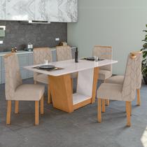 Conjunto Sala de Jantar 6 Lugares Retangular Tampo Vidro/MDF Mesa Apogeu com Cadeiras Astrid