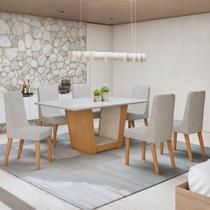 Conjunto Sala de Jantar 6 Lugares Retangular Tampo Vidro/MDF Mesa Apogeu com Cadeiras Luar Conjunto Sala de Jantar 6 Lugares Retangular Tampo Vidro/MDF Mesa Apogeu com Cadeiras Luar