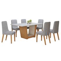 Conjunto Sala de Jantar 6 Lugares Retangular Tampo Vidro/MDF Mesa Apogeu com Cadeiras Luar Conjunto Sala de Jantar 6 Lugares Retangular Tampo Vidro/MDF Mesa Apogeu com Cadeiras Luar
