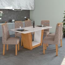 Conjunto Sala de Jantar 6 Lugares Retangular Tampo Vidro/MDF Mesa Apogeu e Cadeiras Astrid