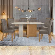 Conjunto Sala de Jantar 6 Lugares Retangular Tampo Vidro/MDF Mesa Astrid com Cadeiras Apogeu