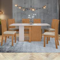 Conjunto Sala de Jantar 6 Lugares Retangular Tampo Vidro/MDF Mesa Astrid com Cadeiras Athenas
