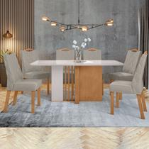 Conjunto Sala de Jantar 6 Lugares Retangular Tampo Vidro/MDF Mesa Astrid e Cadeiras Vênus Conjunto Sala de Jantar 6 Lugares Retangular Tampo Vidro/MDF Mesa Astrid e Cadeiras Vênus