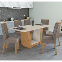 Conjunto Sala de Jantar 6 Lugares Retangular Tampo Vidro/MDF Mesa e Cadeiras Apogeu