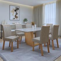 Conjunto Sala de Jantar 6 Lugares Retangular Tampo Vidro/MDF Mesa e Cadeiras Apogeu Conjunto Sala de Jantar 6 Lugares Retangular Tampo Vidro/MDF Mesa e Cadeiras Apogeu