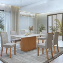 Conjunto Sala de Jantar 6 Lugares Retangular Tampo Vidro/MDF Mesa Luar com Cadeiras Apogeu Conjunto Sala de Jantar 6 Lugares Retangular Tampo Vidro/MDF Mesa Luar com Cadeiras Apogeu
