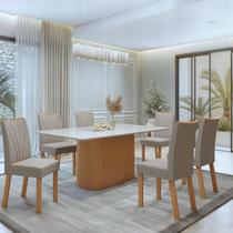 Conjunto Sala de Jantar 6 Lugares Retangular Tampo Vidro/MDF Mesa Luar com Cadeiras Apogeu