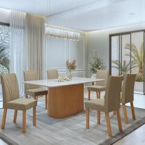 Conjunto Sala de Jantar 6 Lugares Retangular Tampo Vidro/MDF Mesa Luar com Cadeiras Apogeu