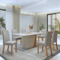 Conjunto Sala de Jantar 6 Lugares Retangular Tampo Vidro/MDF Mesa Luar com Cadeiras Apogeu