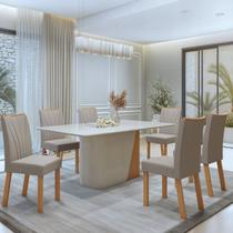 Conjunto Sala de Jantar 6 Lugares Retangular Tampo Vidro/MDF Mesa Luar com Cadeiras Apogeu Conjunto Sala de Jantar 6 Lugares Retangular Tampo Vidro/MDF Mesa Luar com Cadeiras Apogeu