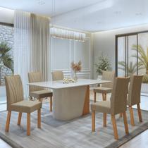 Conjunto Sala de Jantar 6 Lugares Retangular Tampo Vidro/MDF Mesa Luar com Cadeiras Apogeu