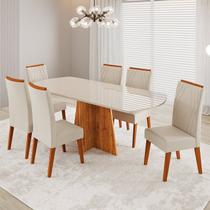 Conjunto Sala de Jantar 6 Lugares Tampo Barril de Vidro/MDF Selecto Yescasa Conjunto Sala de Jantar 6 Lugares Tampo Barril de Vidro/MDF Selecto Yescasa