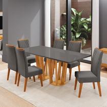 Conjunto Sala de Jantar 6 Lugares Tampo de Vidro/MDF Espacio Yescasa
