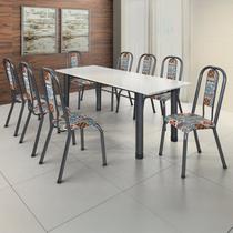 Conjunto Sala de Jantar 8 Cadeiras Fortaleza Prata/Branco