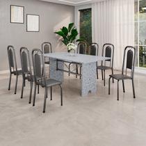 Conjunto Sala de Jantar 8 Cadeiras Lara Prata/Preto Conjunto Sala de Jantar 8 Cadeiras Lara Prata/Preto