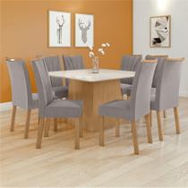 Conjunto Sala de Jantar 8 Lugares Quadrada Tampo Vidro/MDF Mesa Nevada com Cadeiras Apogeu