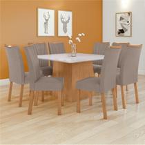 Conjunto Sala de Jantar 8 Lugares Quadrada Tampo Vidro/MDF Mesa Nevada com Cadeiras Apogeu