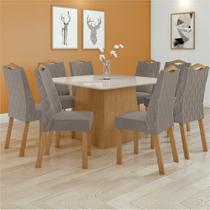 Conjunto Sala de Jantar 8 Lugares Quadrada Tampo Vidro/MDF Mesa Nevada e Cadeiras Vênus