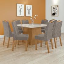 Conjunto Sala de Jantar 8 Lugares Quadrada Tampo Vidro/MDF Mesa Nevada e Cadeiras Vênus