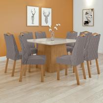 Conjunto Sala de Jantar 8 Lugares Quadrada Tampo Vidro/MDF Mesa Nevada e Cadeiras Vênus