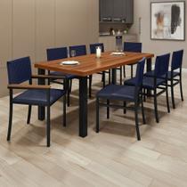 Conjunto Sala de Jantar 8 Lugares Retangular 200x90cm Tampo Madeira Maciça Mesa Athenas com Cadeiras Madri Conjunto Sala de Jantar 8 Lugares Retangular 200x90cm Tampo Madeira Maciça Mesa Athenas com Cadeiras Madri