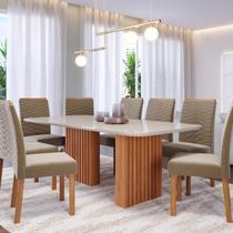 Conjunto Sala de Jantar 8 lugares Retangular Tampo de Vidro/MDF Ester Cadeiras Clarice