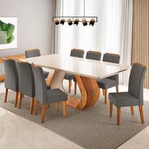 Conjunto Sala de Jantar 8 Lugares Retangular Tampo em Vidro e Mdf Mazara Conjunto Sala de Jantar 8 Lugares Retangular Tampo em Vidro e Mdf Mazara